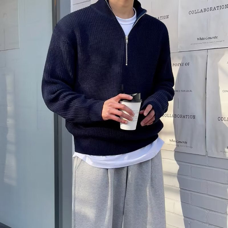 JEONJU Pulover s polu-zipom