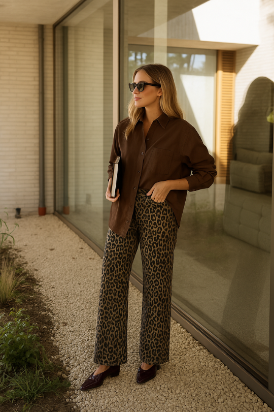 Nadina™ | hlače s prorezom i leopard uzorkom
