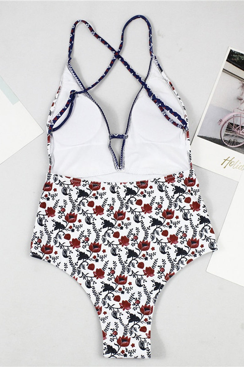 Kupaći Kostim s Boho Uzorkom i V-Izrezom