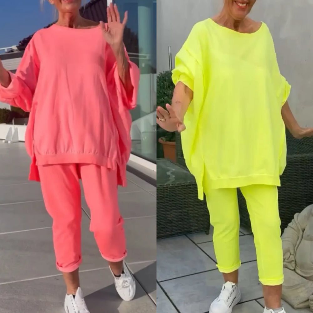 Tereza | Bezvremenski set s okruglim izrezom i hlačama